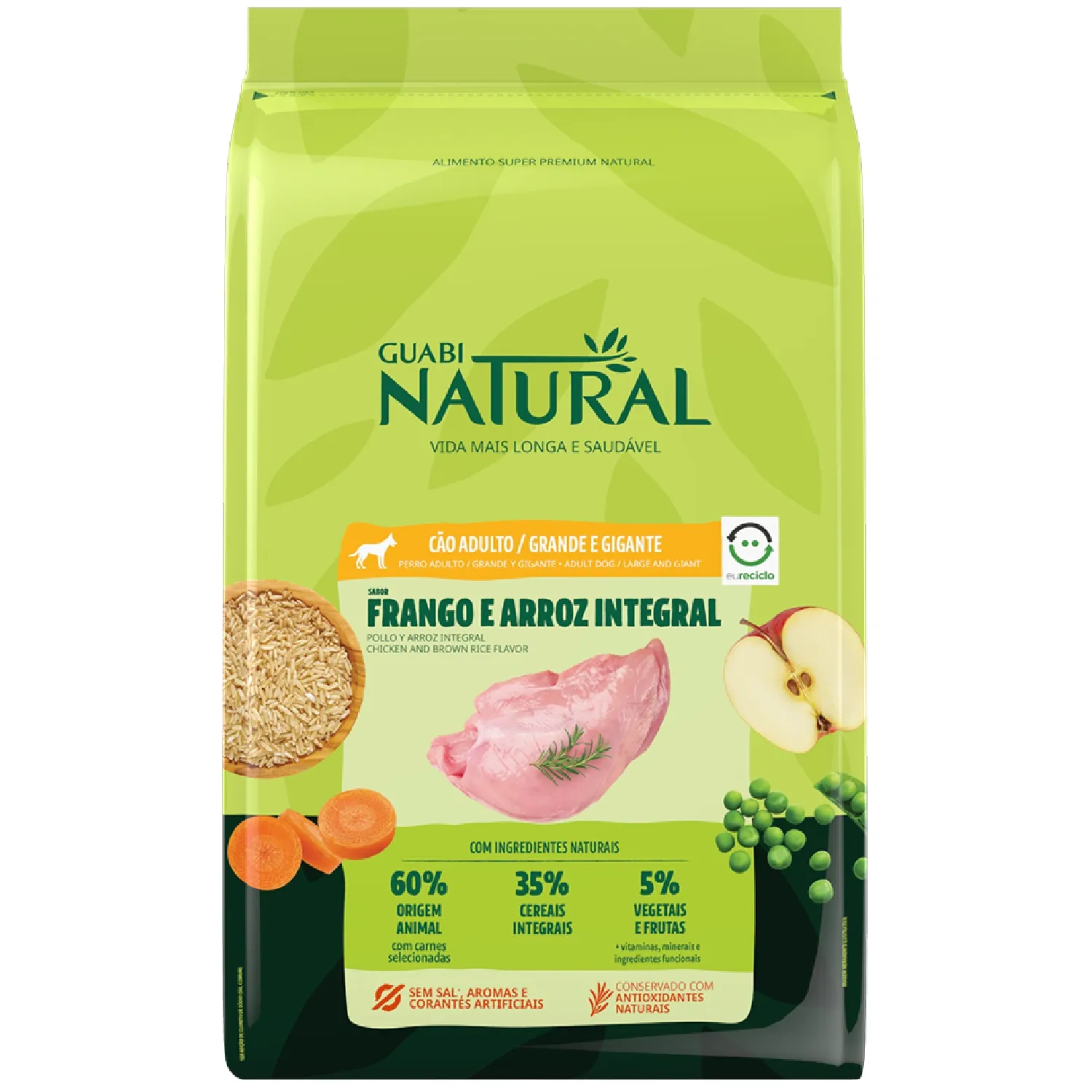 Racao Guabi Natural Caes Adultos Grandes Frango e Arroz 1